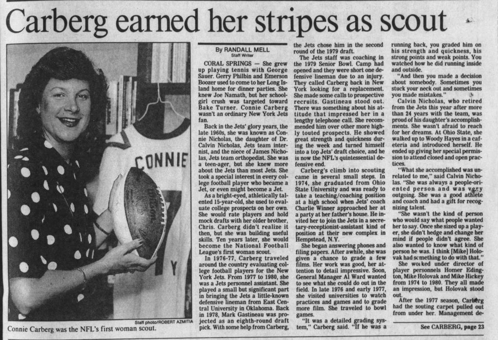 Sun Sentinel - 1987 Article on Connie Carberg